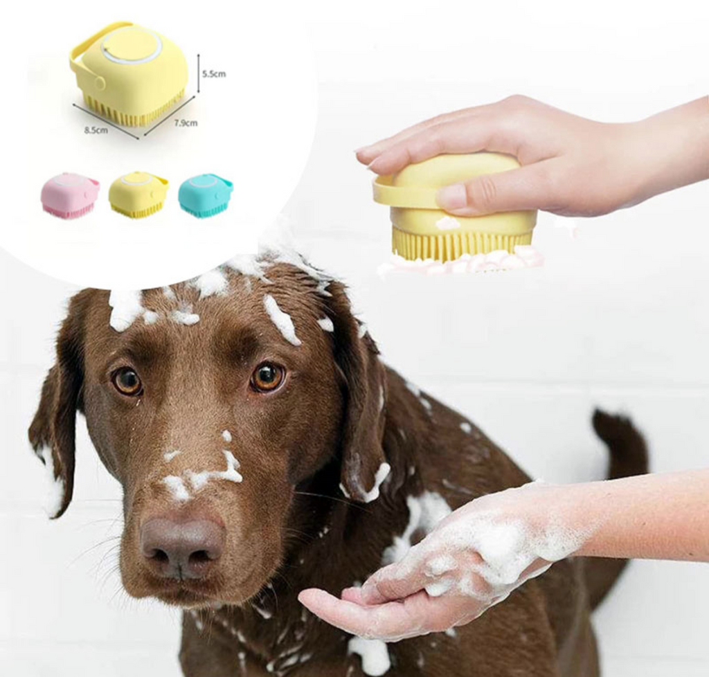 Brosse de bain massage en silicone pour chien