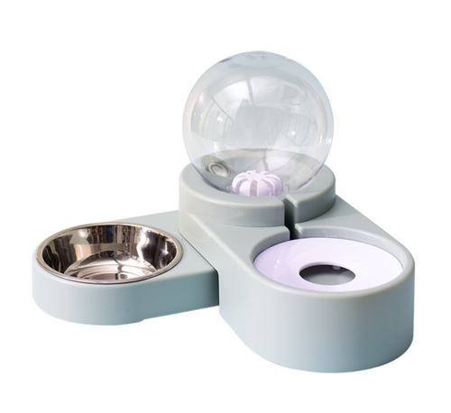 Fontaine à eau automatique et gamelle inox 2-en-1 pour chien et chat
