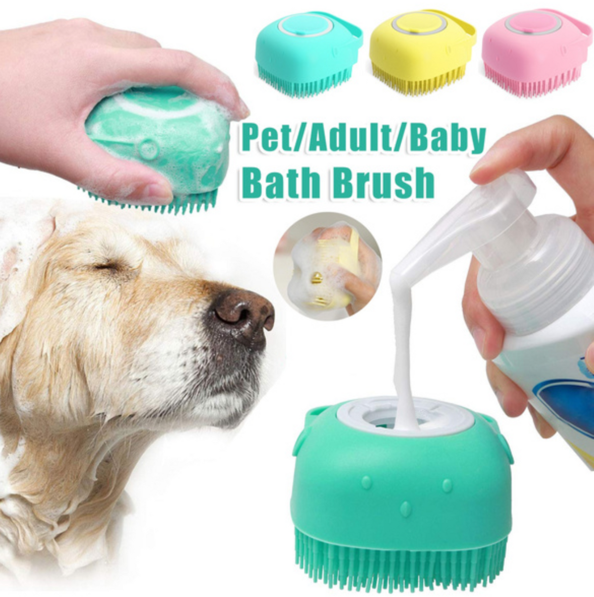 Brosse de bain massage en silicone pour chien